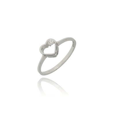 Fehér arany szív gyűrű 55-ös méret (B46072)